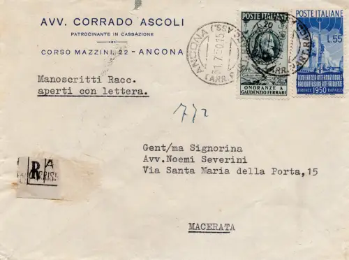 Rundfunk Lire 55 + Ergänzung auf Handschriftumschlag