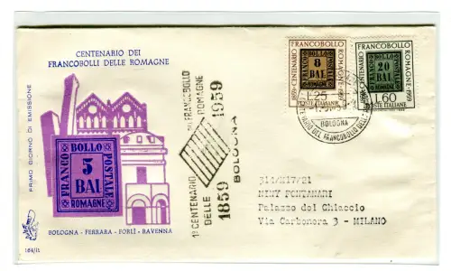 Italien FDC Venetia 1959 Hundertjahrfeier der Romagna nicht gereist