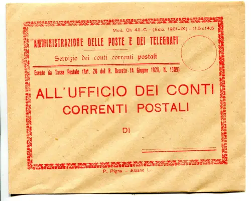 Umschlag für den Versand von zu prüfenden Dokumenten (Mod. Ch 42 - C)