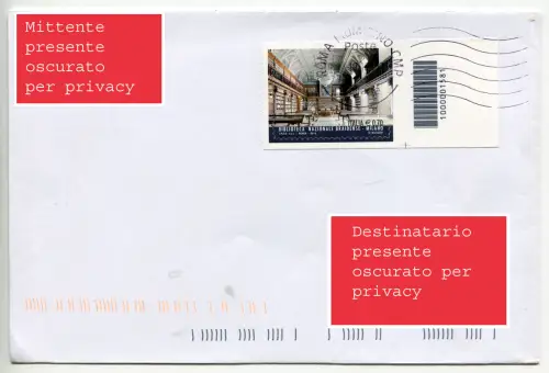 Biblioteca Braidense Milano mit Barcode isoliert auf Umschlag