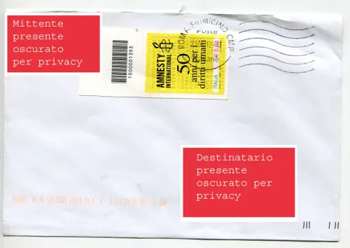 Amnesty International mit Barcode isoliert auf Umschlag