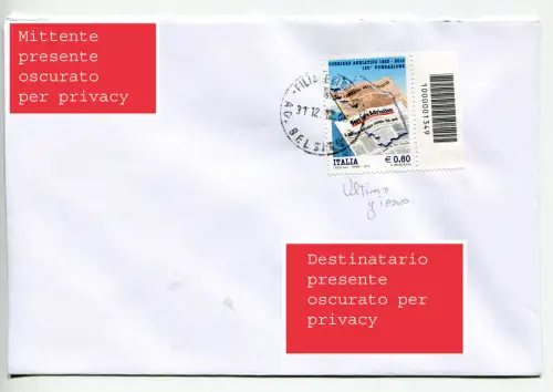 Adriatico Kurier mit Barcode isoliert auf Umschlag