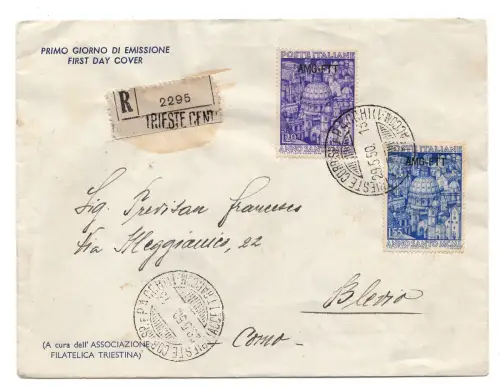 Triest A - Anno Santo n. 73/74 Serie auf Umschlag Racc.