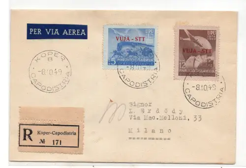 Trieste B - U.P.U. n. 17/18 Serie auf Reiseumschlag Racc. FDC