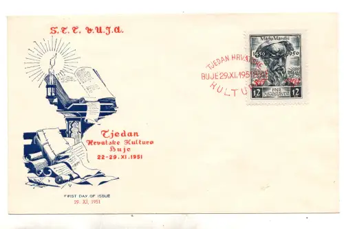 Triest B - Kroatischer Kulturtag Nr. 45 auf FDC Umschlag