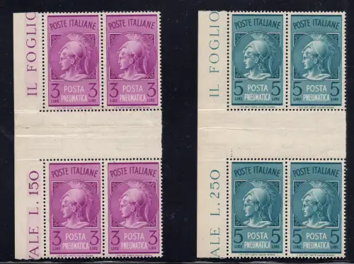 Luftpost Lire 3 und 5 Viertel mit Zwischenraum - MNH