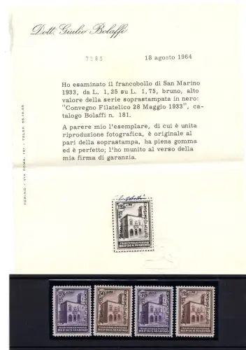 1933 Philatelistische Tagung Nr. 176/179 Cert. Bolaffi MNH