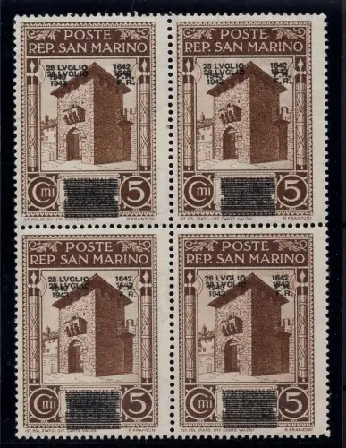 Fall des Faschismus Cent. 5 n. 253a Doppelaufdruck MNH