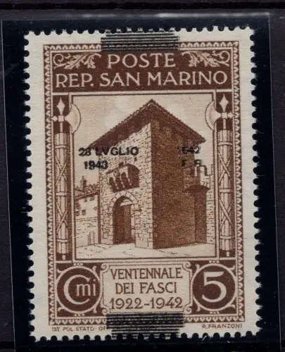 Fall des Faschismus Cent. 5 n. 253ec Datum in der Mitte MNH