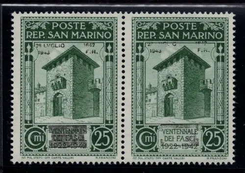 Fall des Faschismus Cent. 25 Nr. 256 Aufdruck unvollständig postfrisch