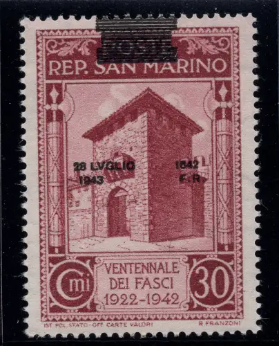 Fall des Faschismus Cent. 30 n. 257ea Balken oben MNH