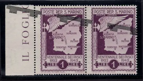 Fall des Faschismus Lire 1 Nr. A37aad Dreifachaufdruck - MNH