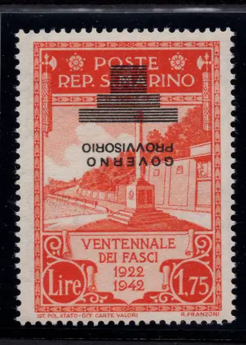 Provisorische Regierung Lire 1,75 Nr. 274a umgekehrter Aufdruck - postfrisch