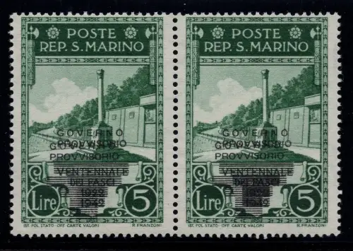 Provisorische Regierung Lire 5 Nr. 275aa Doppelaufdruck - MNH