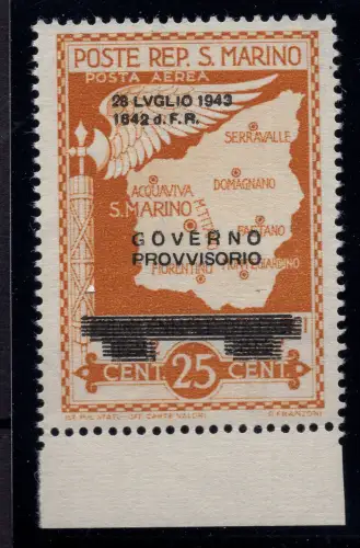 Provisorische Regierung Cent. 25 Nr. A42b Doppelaufdruck verschiedene - MNH