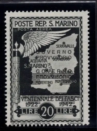Provisorische Regierung Lire 20 Nr. A47 Doppelaufdruck - MNH