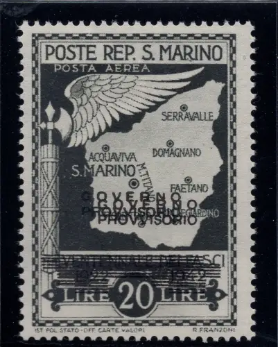 Provisorische Regierung Lire 20 Nr. A47aa Doppelaufdruck - MNH