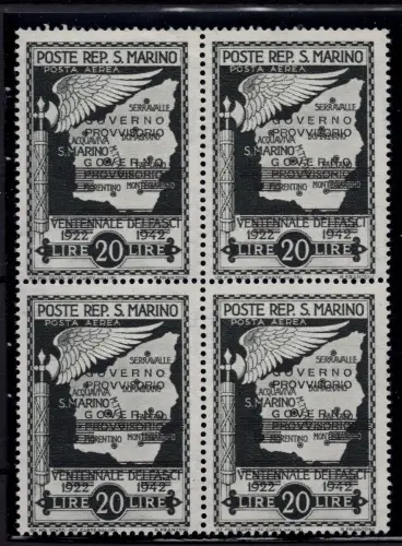 Provisorische Regierung Lire 20 Nr. A47 Viertel Doppelaufdruck - MNH