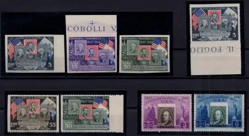 Hundertjährige Briefmarke USA - Lot von 7 verschiedenen Sorten - MNH