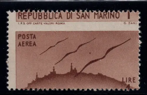1946 Vedute P.A. Lire 1 n. 52da San Marino oben - MNH