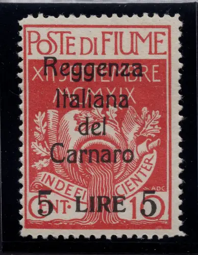 Fluss - Regenza del Carnaro Lire 5 Nr. 145 - MH