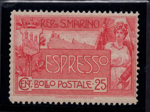 San Marino - Espresso Nr. 1 Allegoria 25 c. MNH