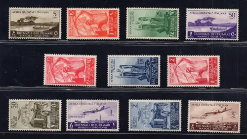 A.O.I. - 1 Überseeausstellung Nr. 27/33 + Flugzeug Serie MNH