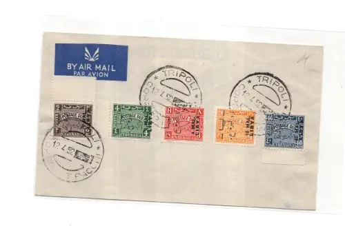 Unabhängiges Libyen Tripolitanien Steuermarken Nr. 8/12 Serie auf Umschlag