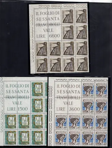 Zehnjährige Verfassung Nr. 829/831 12er Winkelblock - MNH