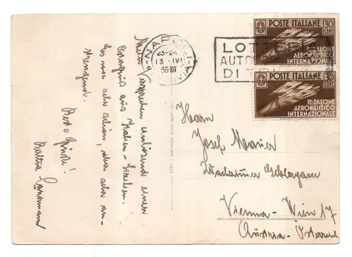 Salone Aeronautico Cent. 30 Nr. 385 Paar auf Postkarte