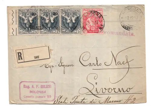 1915 Rotes Kreuz - Drei Werte auf Einschreiben