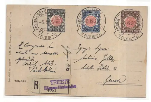 1921 Annexione Venezia Giulia n. 113/115 komplette Serie auf Postkarte