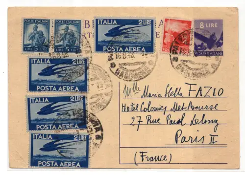 Postkarte 8 Lire Demokratische Demokratische nach Paris