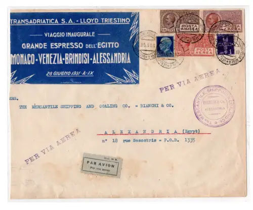 I. Luftfahrt Venedig Alexandria Ägypten 28.6.31