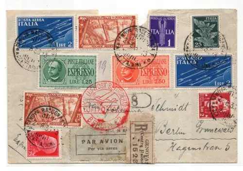 X Marsch auf Rom Luftpost Cent. 75 Racc. auf dem Luftweg