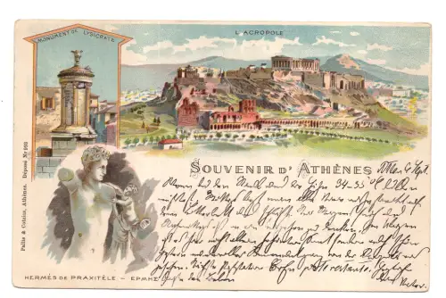 Souvenir aus Athen in Farbe gereist 1899