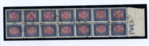 Steuermarken Lire 500 Block gebrauchtFiligran Rad CD