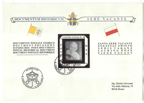 SS Johannes Paul II. - Gedenkumschlag Tod des Papstes
