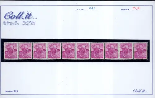 Michelangelo Streifen mit 5 Exemplaren Sternen I liegend - MNH