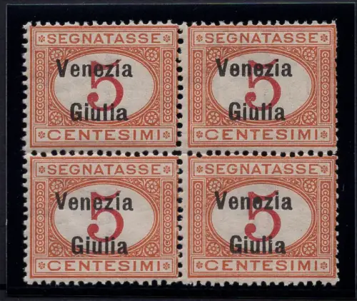 Venezia Giulia - Steuermarken 5 m. Brief a unterschiedlicher Schrift postfrisch