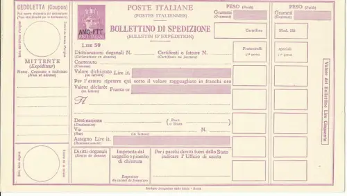 Triest A - Versandschein Lire 50 Paschetto Nr. P 18A