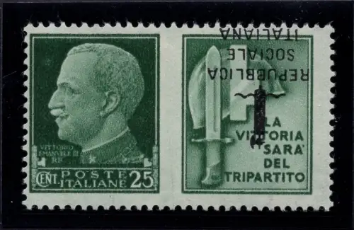 Kriegspropaganda Cent. 25 n. 28Aaa Aufdruck auf MLH Vignette