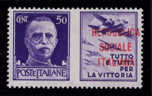 Kriegspropaganda Cent. 50 n. 35A Aufdruck auf MLH Vignette