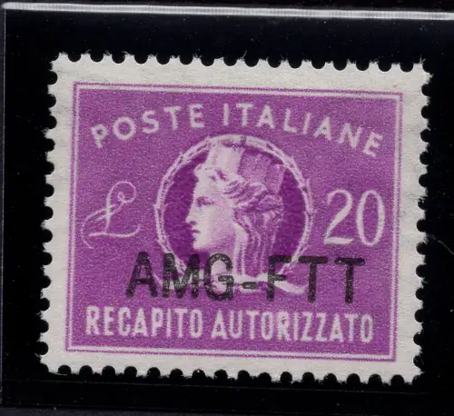 Autorisierte Lieferung Lire 20 Nr. 5A modifizierter Aufdruck MNH