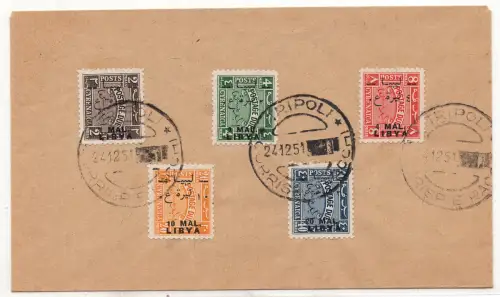 Unabhängiges Libyen Ausgabe für Tripolitanien Steuermarken auf Umschlag