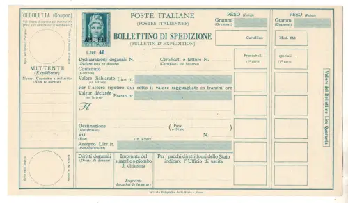 Triest A - Versandzettel Lire 40 Turrita Nr. P 11