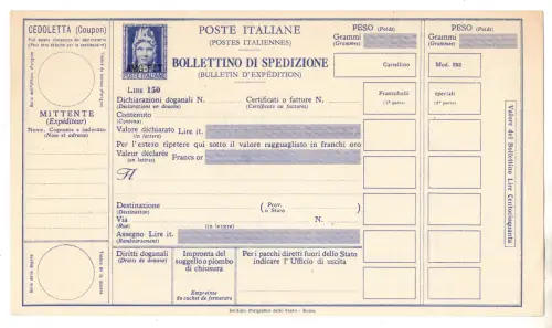 Triest A - Versandschein Lire 150 Turrita Nr. P 15