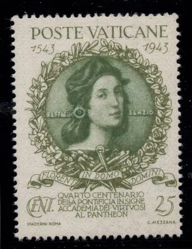 Virtuose im Pantheon Cent. 25 n. 87a Olivgrünes Zentrum Bolaffi - MNH