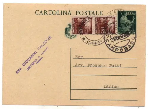 Democratica Lire 1,20 Nr. 547 Paar auf CP Cent. 60