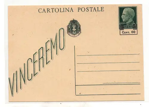 Provisorische Postkarte Cent. 60 auf 15 Nr. C 114